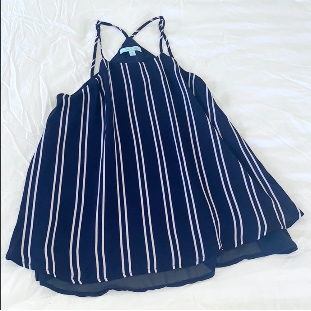 SHE & SKY | NAVY STRIPED SPAGHETTI STRAP TOP